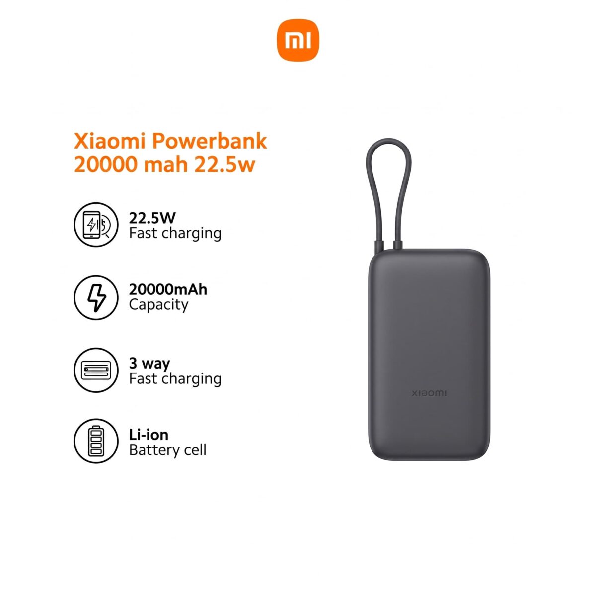 ⁦باور بانك  🔋⚡ Xiaomi 20,000mAh⁩ - الصورة ⁦4⁩