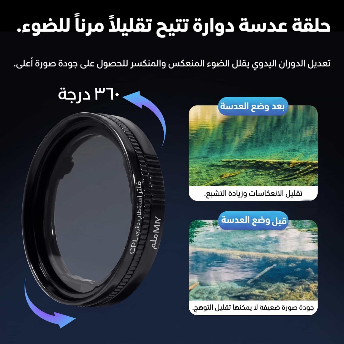 ⁦فلتر CPL 📸 لتقليل الانعكاسات⁩ - الصورة ⁦3⁩